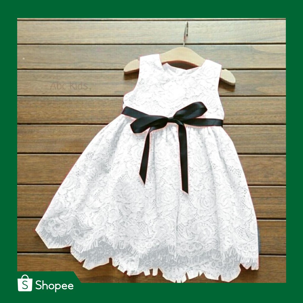 Dress Anak Perempuan Lengan Pendek batik Aksen berukat nempel  untuk Pesta Pernikahan