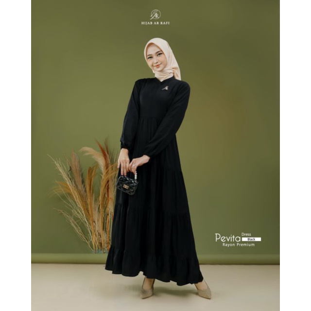 Dress Pevita Arrafi  baju muslim feminim baju muslim moderen gemis terkini size S-XL