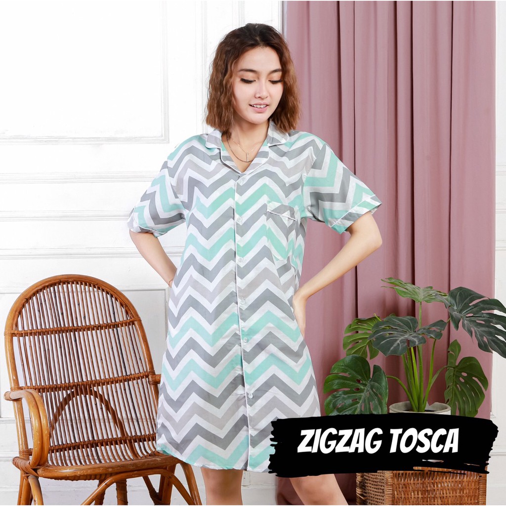 PIYAMA KATUN WANITA ZIGZAG / BAJU TIDUR PEREMPUAN / WOMAN PAJAMAS / ZIGZAG PINK / TOSCA