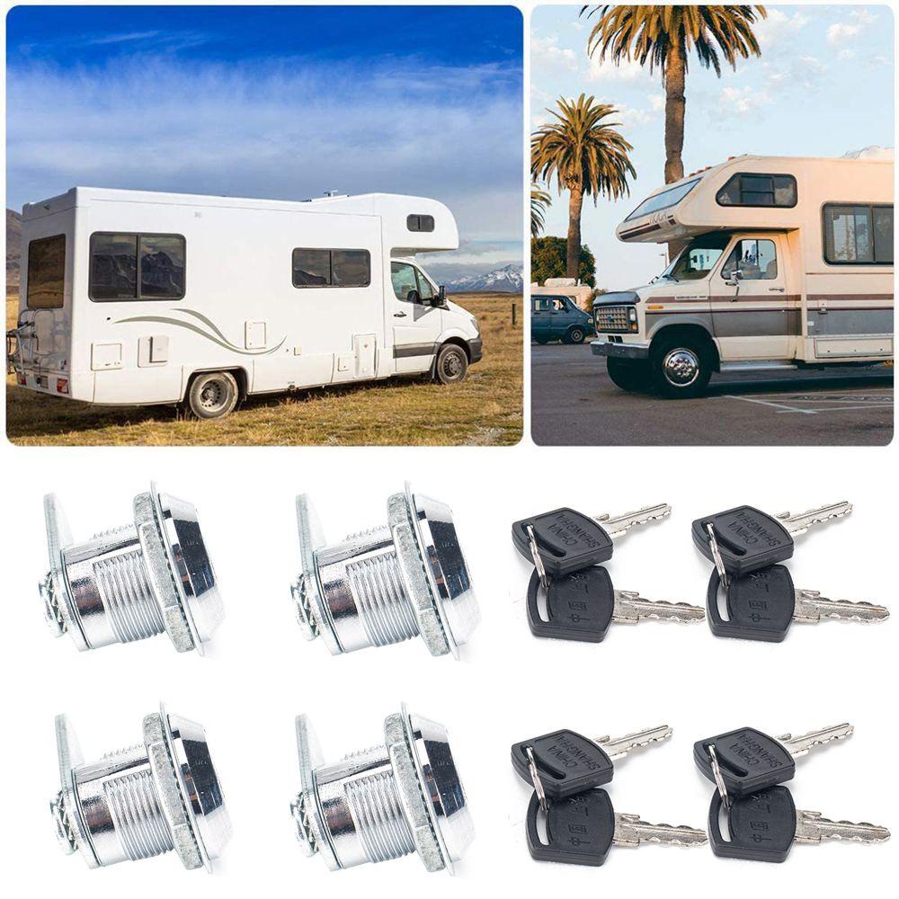 Solighter 4Pcs Kunci Kompartemen Eksterior Interior Eksterior Truk Bentuk Silinder