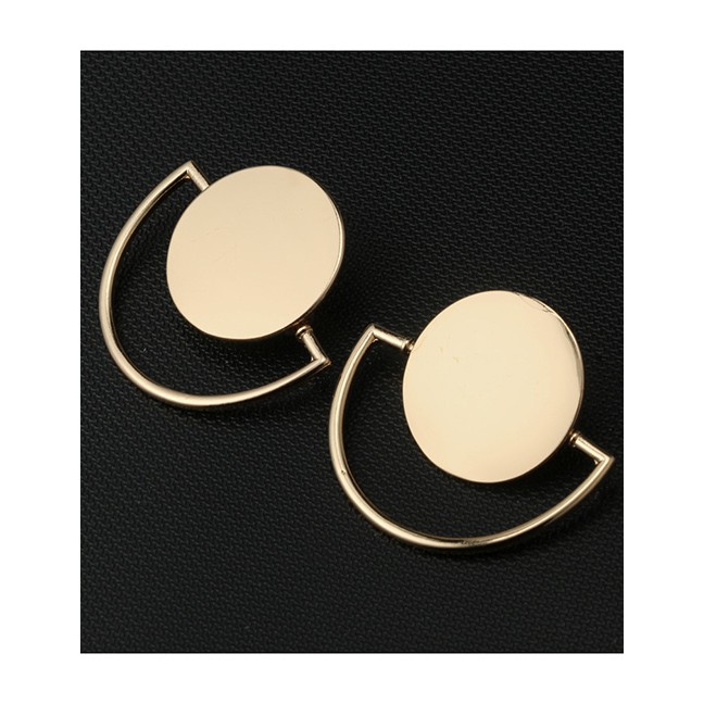 LRC Anting Tusuk Fashion Gold Color Semicircle Shape Design Pure Color Earrings E93631