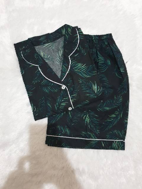 Baju Tidur Piyama Wanita/Cewek Pajamas Dewasa Katun Motif Coco Daun Hp