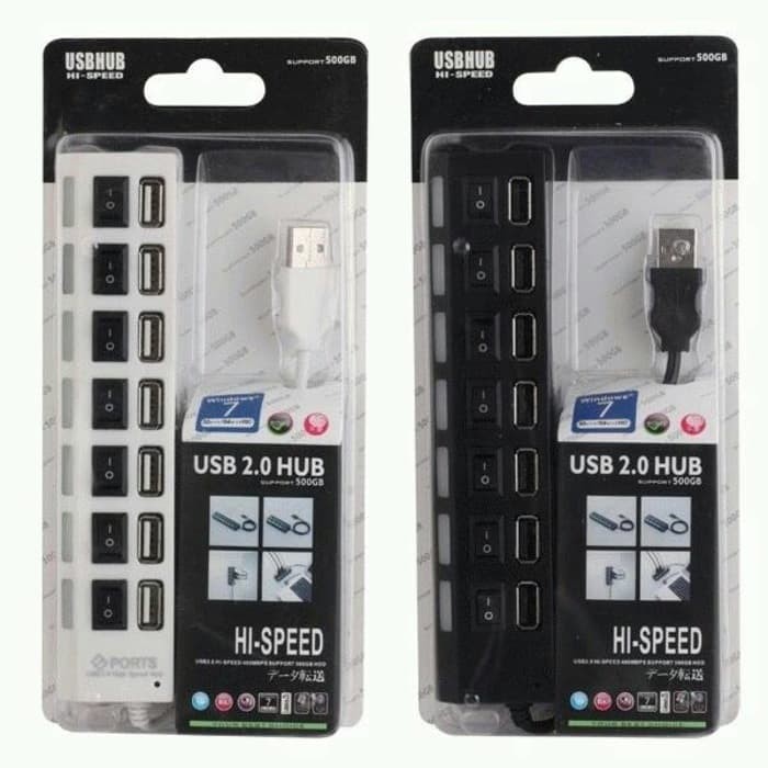 KABEL USB HUB 7 PORT HIGH SPEED USB 2.0 KABEL 30CM ON/OFF