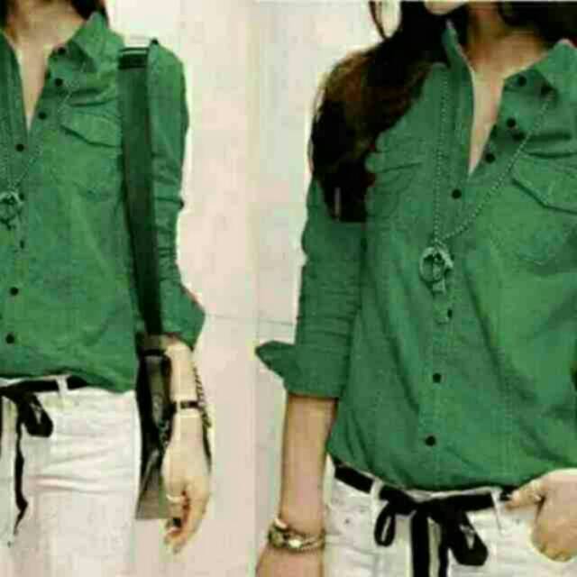 Kemeja wanita / Atasan Kemeja Wanita Kekinian / Lollie / Kemeja Wanita Polos Lengan Panjang-4