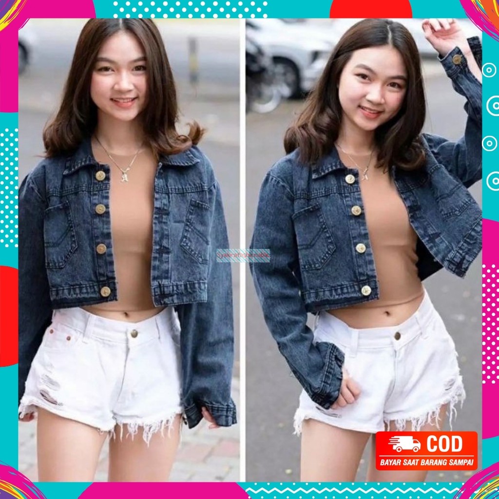 JAKET JEANS CEWEK KEKINIAN WANITA TERBARU IMPORT KOREA PEREMPUAN DEWASA REMAJA S102