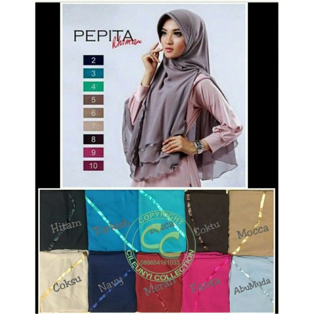 Khimar Pepita / Khimar Instan Pepita/ Kerudung Bergo Double Siffon Adem Panjang / HIjab Syari Ceruti