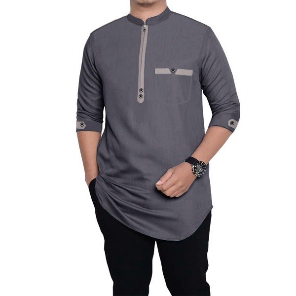 Baju Koko Qurta Pria Baju Koko Pria 3/4 Kurta Pria Jumbo Adem XXXL - Putih, S