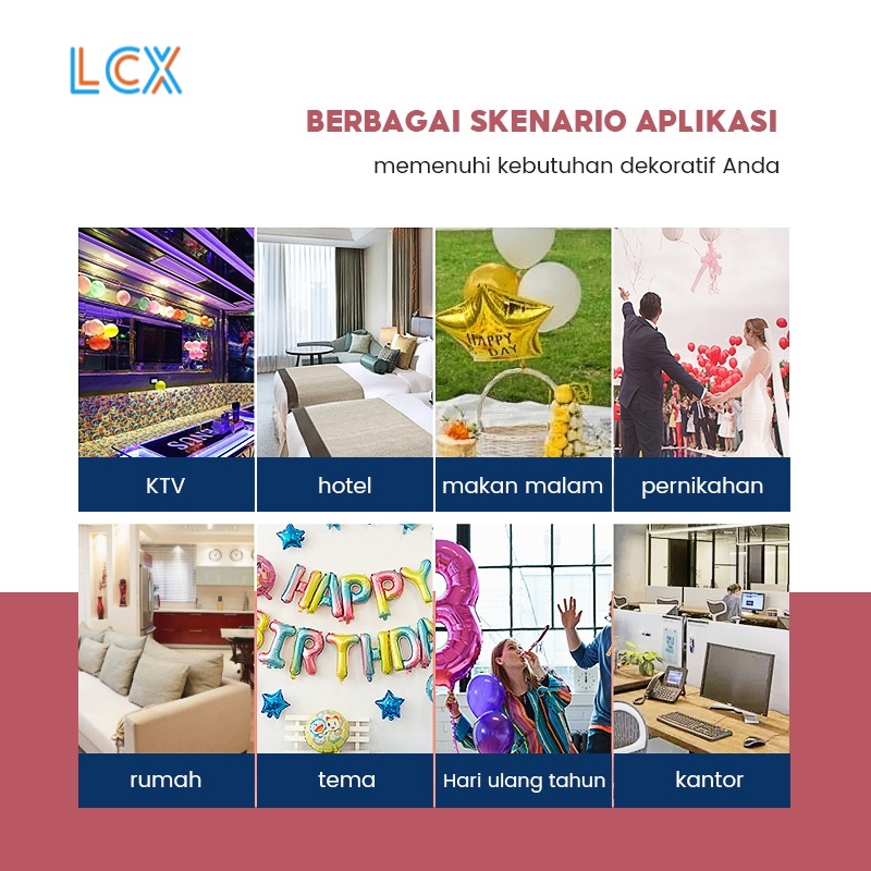 LCX Aluminium Foil Gradien Balon Digital Dekorasi Pesta Balon Set