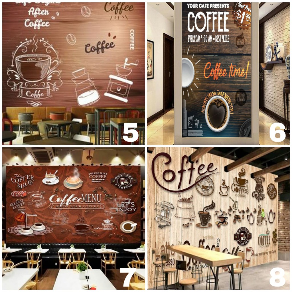 WALLPAPER 3D WALLPAPER CUSTOM DINDING COFFEE SHOP