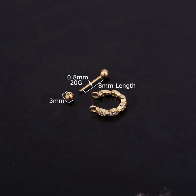 1pc Anting Tindik Tulang Rawan Telinga Bentuk U 20g Bahan Stainless Steel