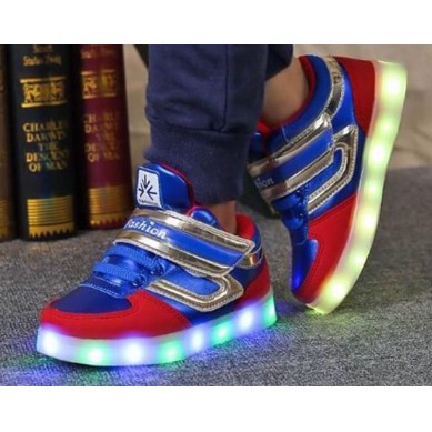 Sepatu Led Charging | Sepatu Metalic USB Charging Led Blue &amp; Red