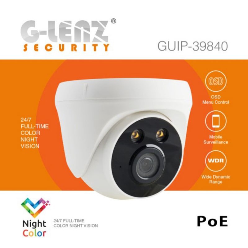 GLENZ CCTV INDOOR NIGHT COLOR TECH - CAMERA GUIP 39840 IPCAMERA 4MP