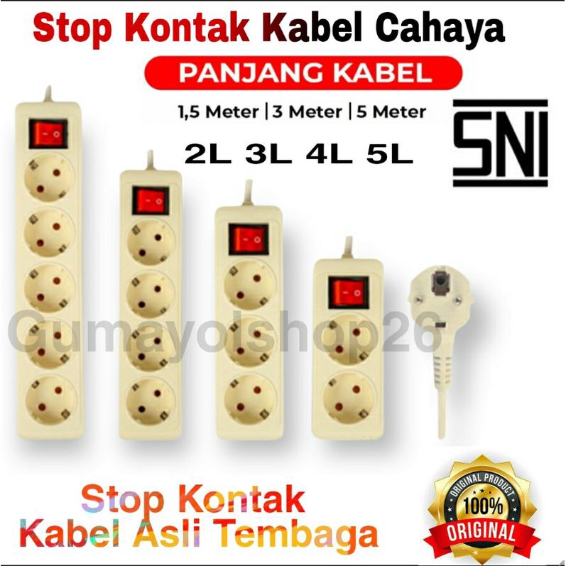 Stop Kontak Kabel SNI 3,4,5 Lubang 1.5 - 3 - 5 Meter Stop kontak SNI Original