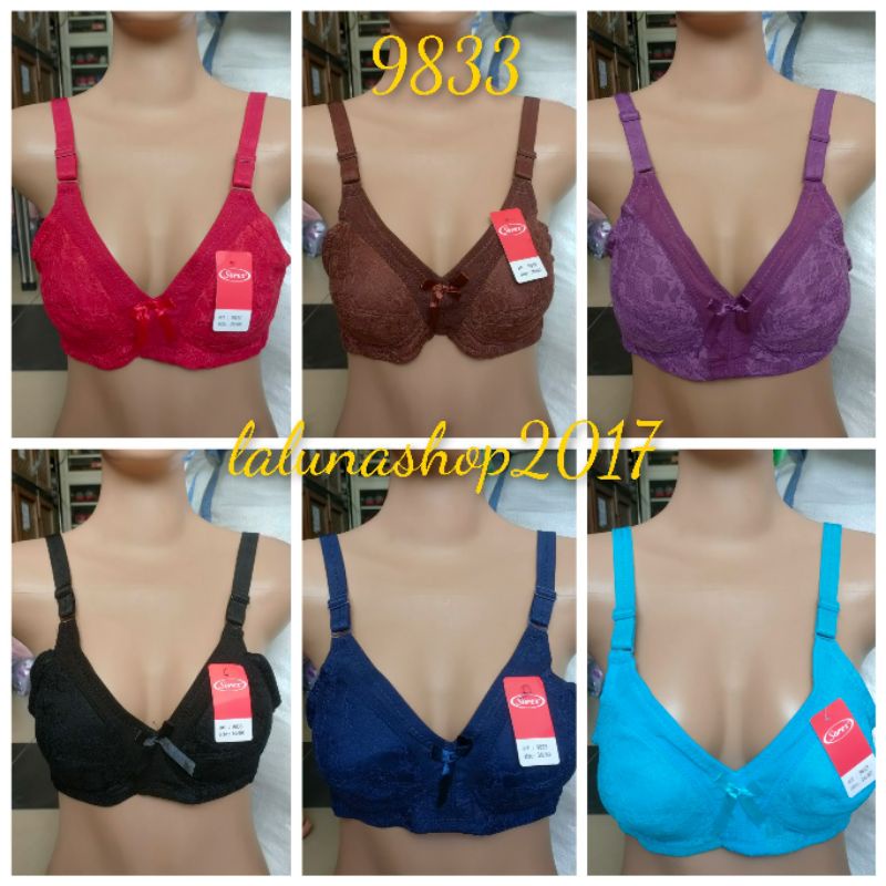 Sorex Bra 9833 renda classic cup C bruklat busa tipis,tanpa kawat 36-42