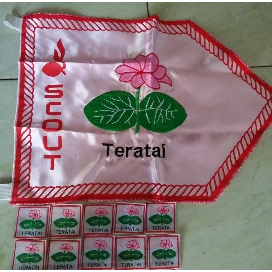 1 Set Bendera Regu + Tanda Regu Bunga Teratai Pramuka Bordir Bedge Regu Bed Bet Regu Pramuka Putri