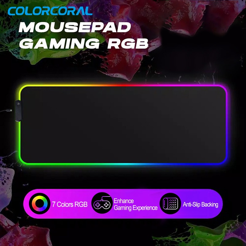 ColorCoral RGB Mouse Pad Gaming XL 80*30cm Glowing LED High Precision Mousepad