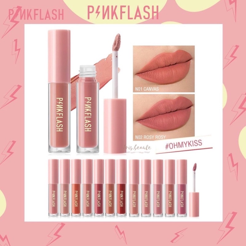 Pink flash Lipmatte - ORI 100% pinkflash lip waterproof lips matte lipstick lipstik mate