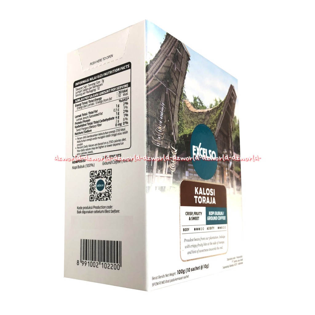 Excelso Kalosi Toraja Kopi Bubuk Ground Coffee 10sachet Ekselso Exselso Kopi Sachet Toraja Sulawesi Kemasan Kotak isi 10 pcs