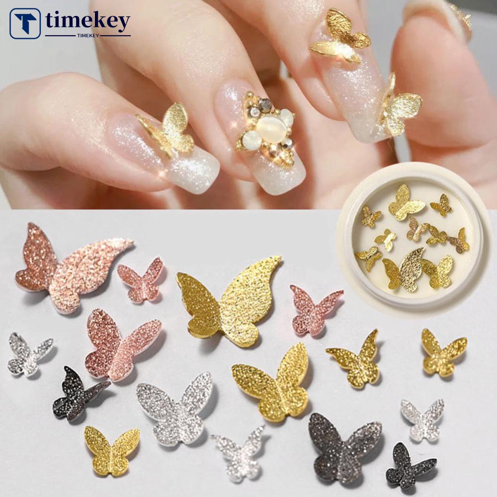 Timekey Ornamen Kupukupu Metal Alloy Hias Batu Opalberlian Imitasi Untuk Dekorasi Nail Art A2K1