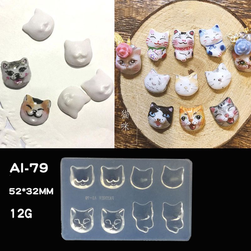 Siy Cetakan Resin Bahan Silikon Desain Kucingkelincisayappersegi 3d Untuk Nail Art Diy