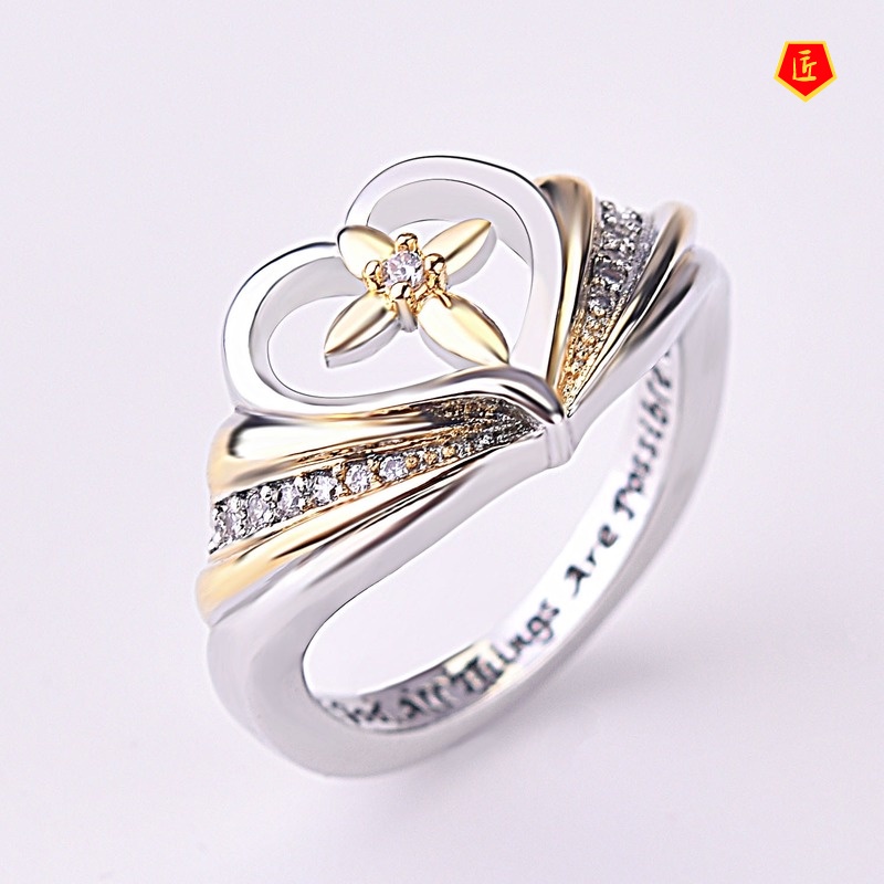 [Ready Stock]Cross Love Heart-Shaped Micro Setting Ring