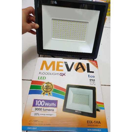 Meval Floodlight Led Eco 100W. Lampu led sorot 100Watt. Flood light outdoor