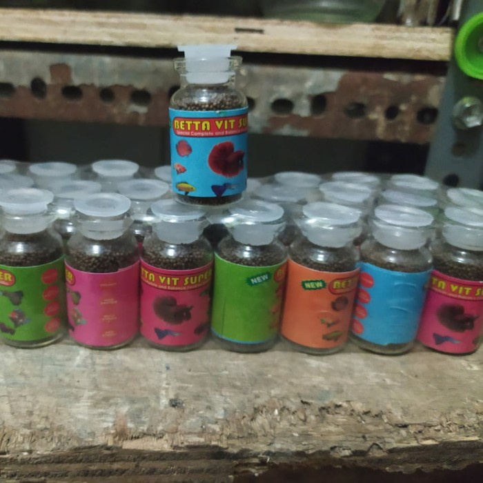 

pakan pelet cupang guppy ikan hias kecil betta vit super/ 3 botol