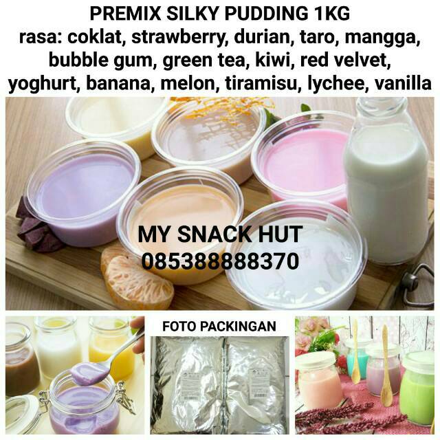 PREMIX SILKY PUDDING 1KG - BUBUK SOFT GREEN TEA COKLAT STRAWBERRY SILKY PUYO LEMBUT SEDOT SUTRA PUDOT