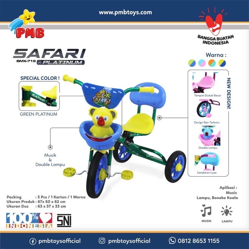 Sepeda Tiga Roda Tricycle PMB Safari 719 Platinum