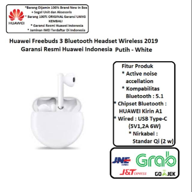 Huawei FreelaceBuds 3 2019 Freelace Buds 3 Garansi Resmi - White