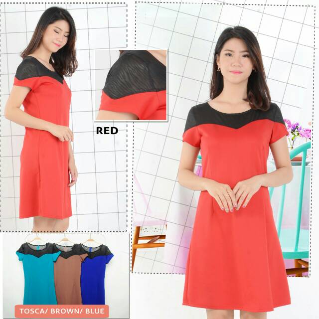 Dress wanita  fit to xl kombinasi hitam