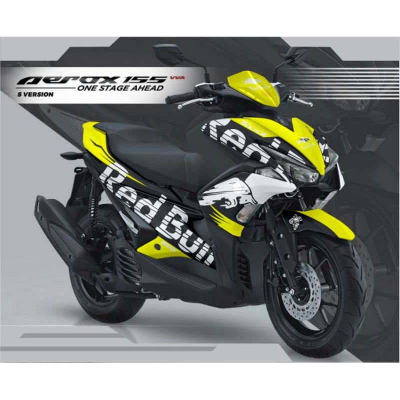 sticker decal aerox redbull kuning