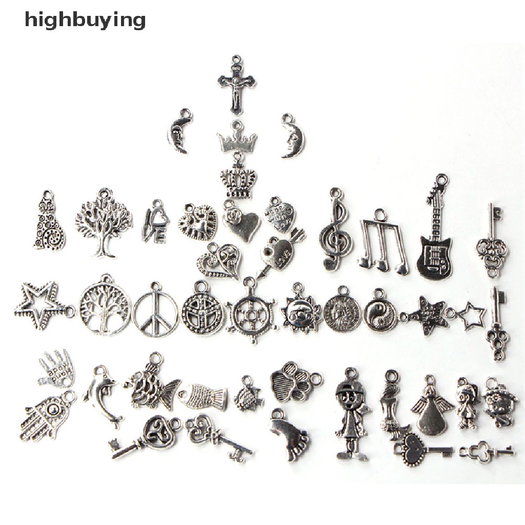 Hbid 100pcs Liontin Silver Tibet Campur Untuk DIY Perhiasan