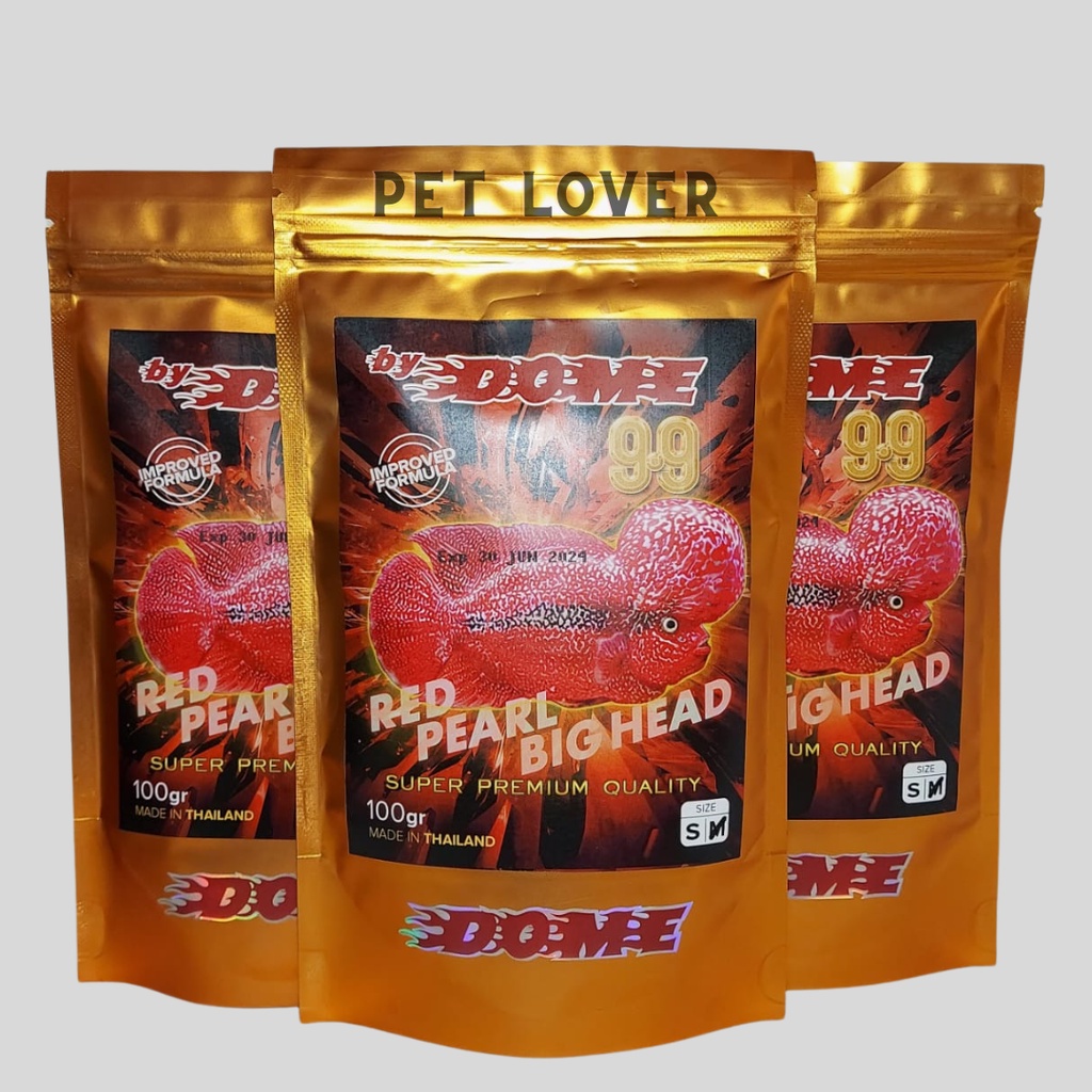 Dome 9.9 Pelet Makanan Ikan Louhan 99 Dome M 100gr