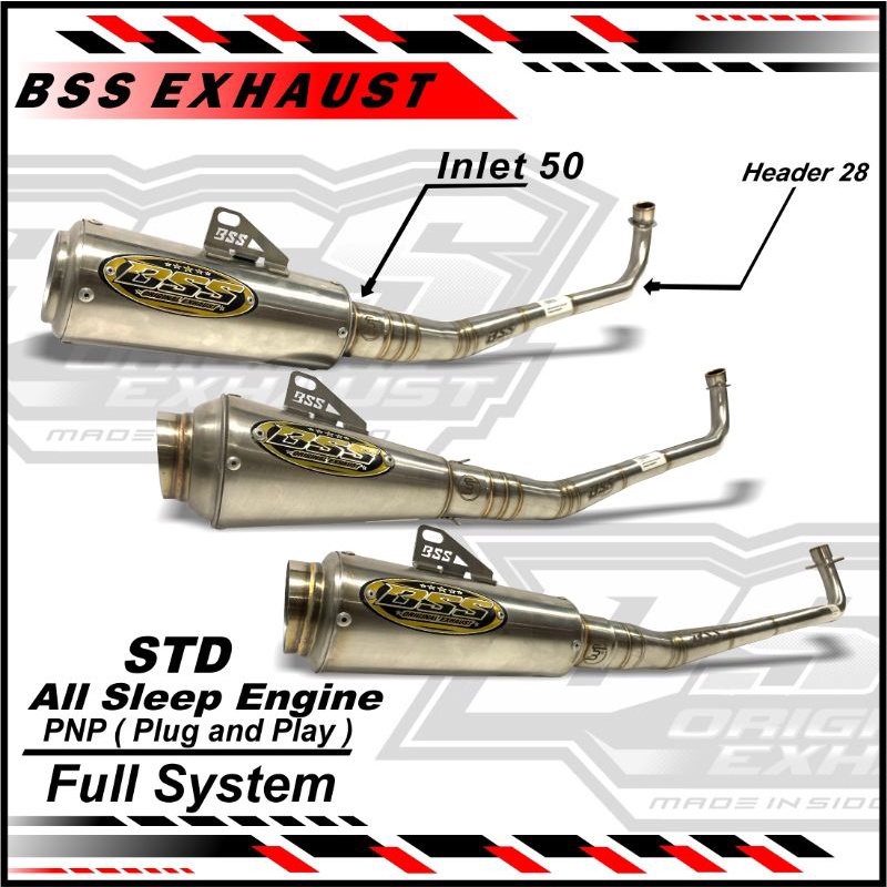 KNALPOT MOTOR BEBEK STD BRONG INLET 50 PNP UNIVERSAL ORIGINAL BSS EXHAUST