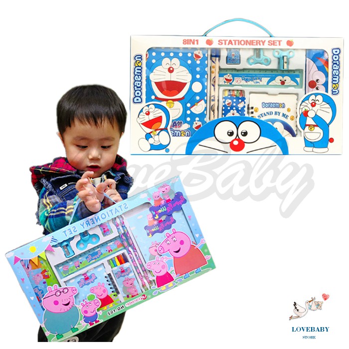 [1KG 5PCS] LBS Paket Alat Tulis 14 in 1 / Stationery Set / Study Set Anak Karakter / Set Alat Tulis Box Anak