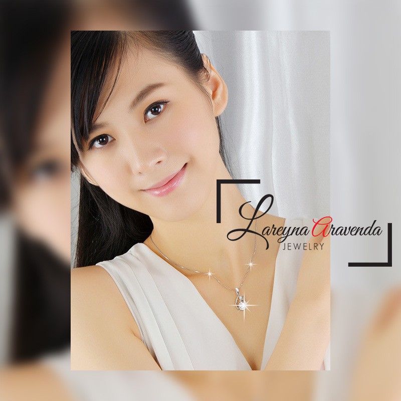 Kalung Titanium Asli + Liontin Model Whale Crystal Kristal Zirconia KL007