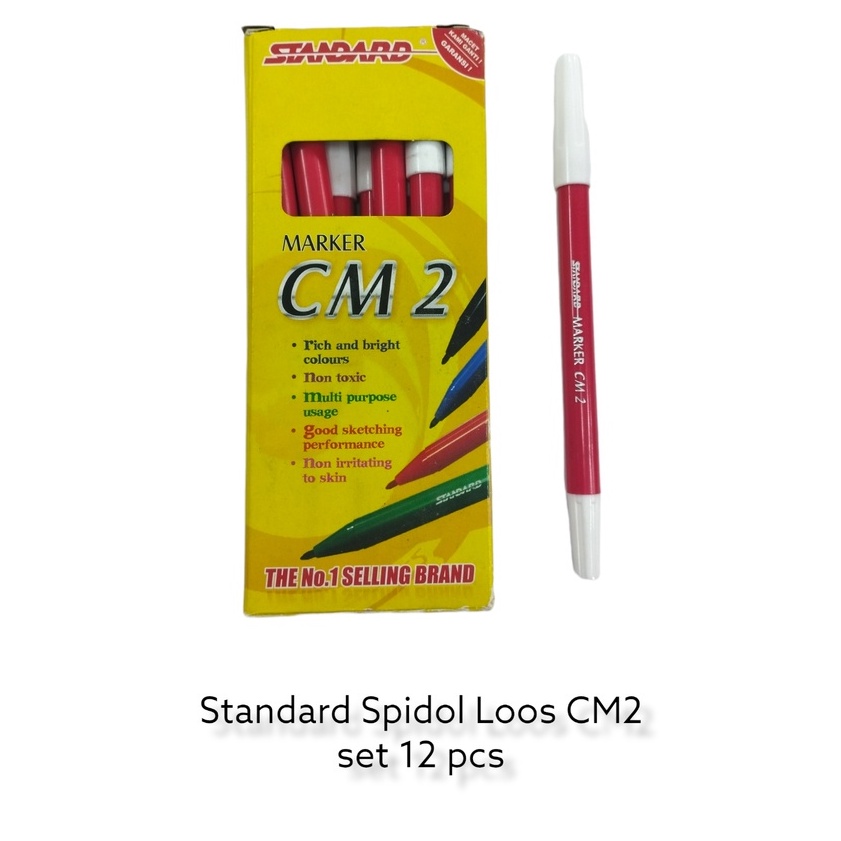 

Standard Spidol Loos Warna merah Set Isi 12 pcs / Spidol Kecil Warna Merah Standard – Set 12 pcs SHSNP