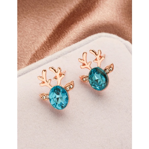 LRC Anting Tusuk Fashion Golden Water Three-dimensional Crystal Antler Earrings Q22209