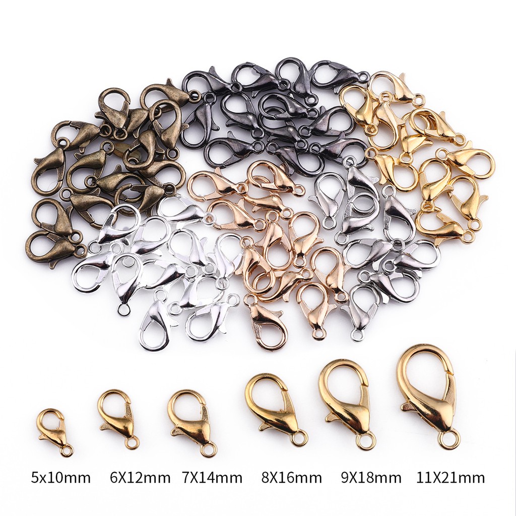 50 Pcs/lot 6 Warna 10/12/14/16/18/21 Mm Logam Lobster Gesper Hook End Konektor untuk Membuat Perhiasan