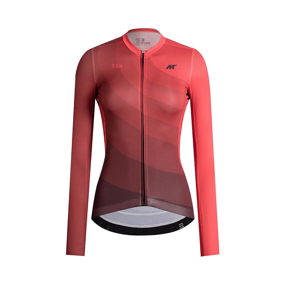 Jersey Sepeda Mysenlan Womens Long Sleeve Jersey Sun Red
