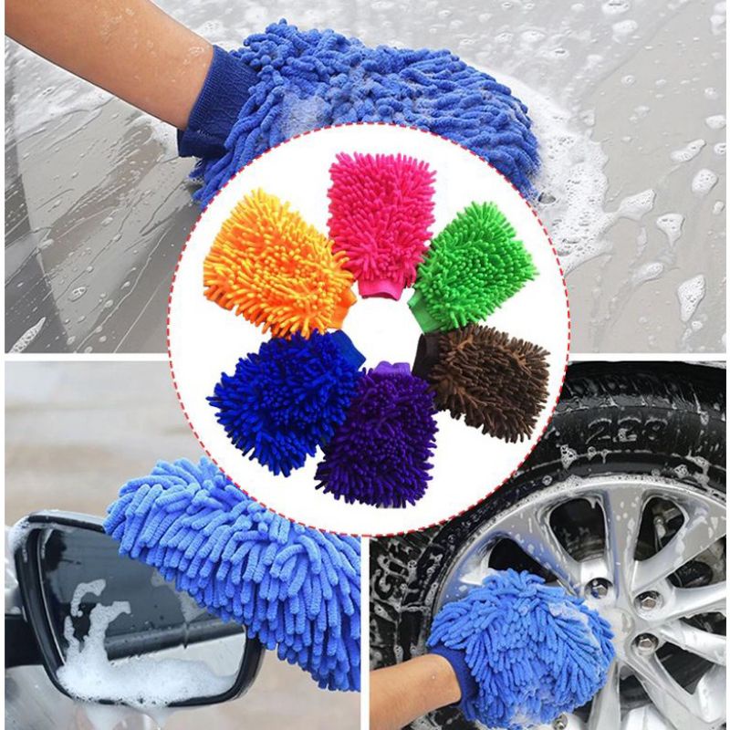 Sarung Tangan Pembersih Bahan Microfiber / Lap Bulu Cuci Motor, Piring, Dll