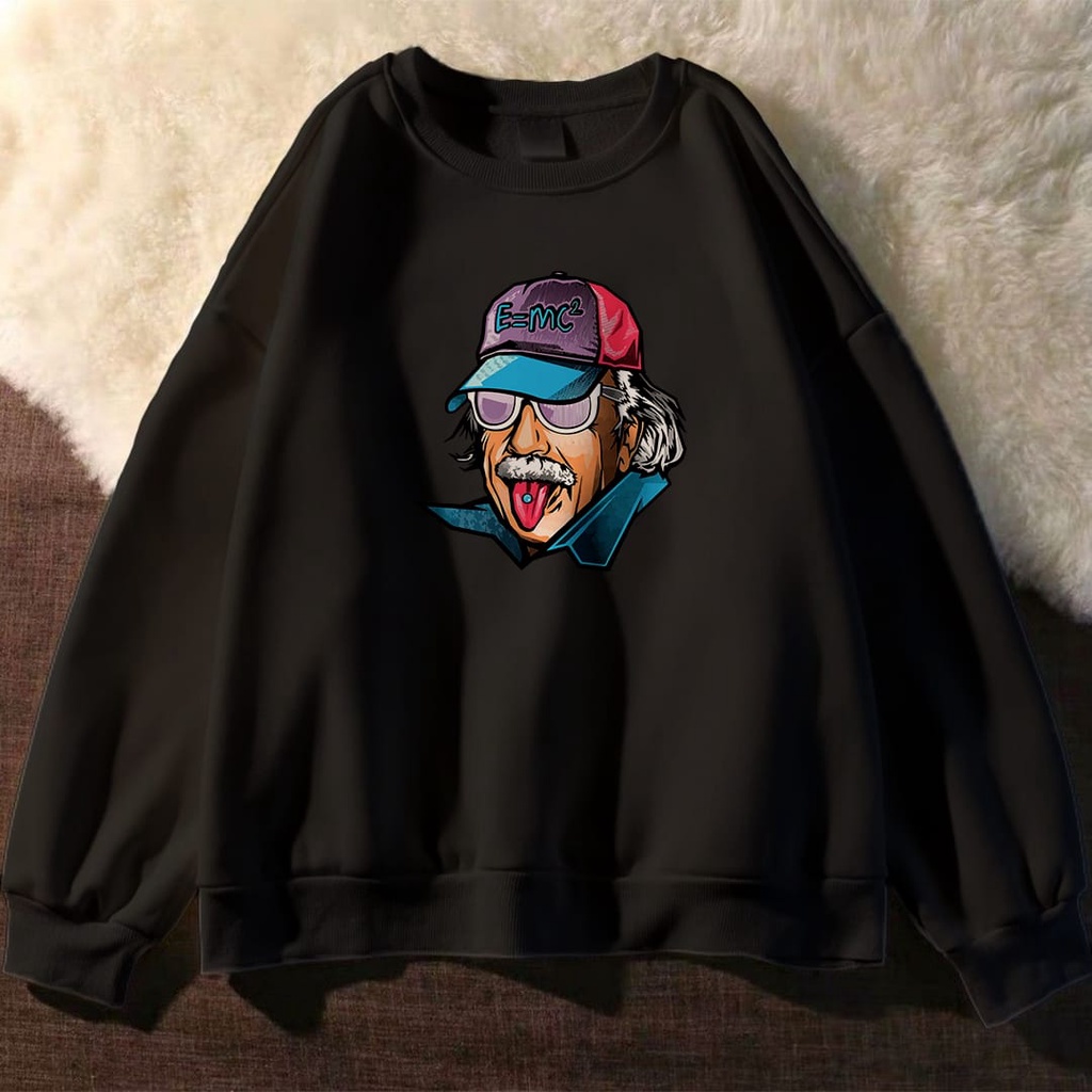 CREWNECK EINSTEIN COLORFULL SIZE M - XXL - SWEATER TEBAL TERLARIS