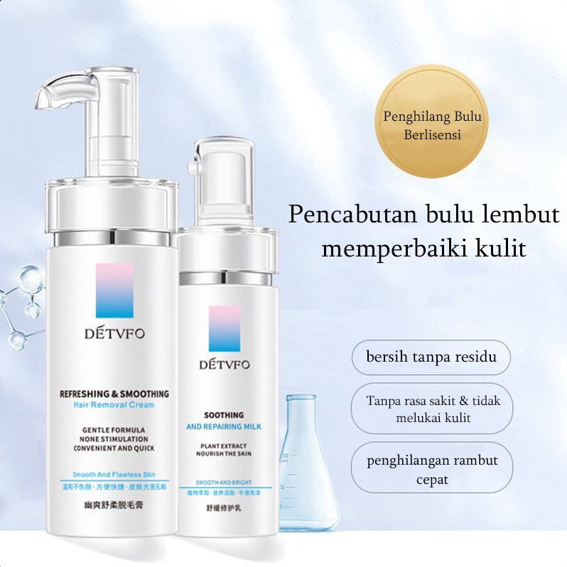 Cream Krim Spray penghilang bulu ketiak kaki kemaluan jenggot permanen 100g+50g Perbaiki set susu Aman tanpa rasa sakit &amp; ringan tanpa iritasi