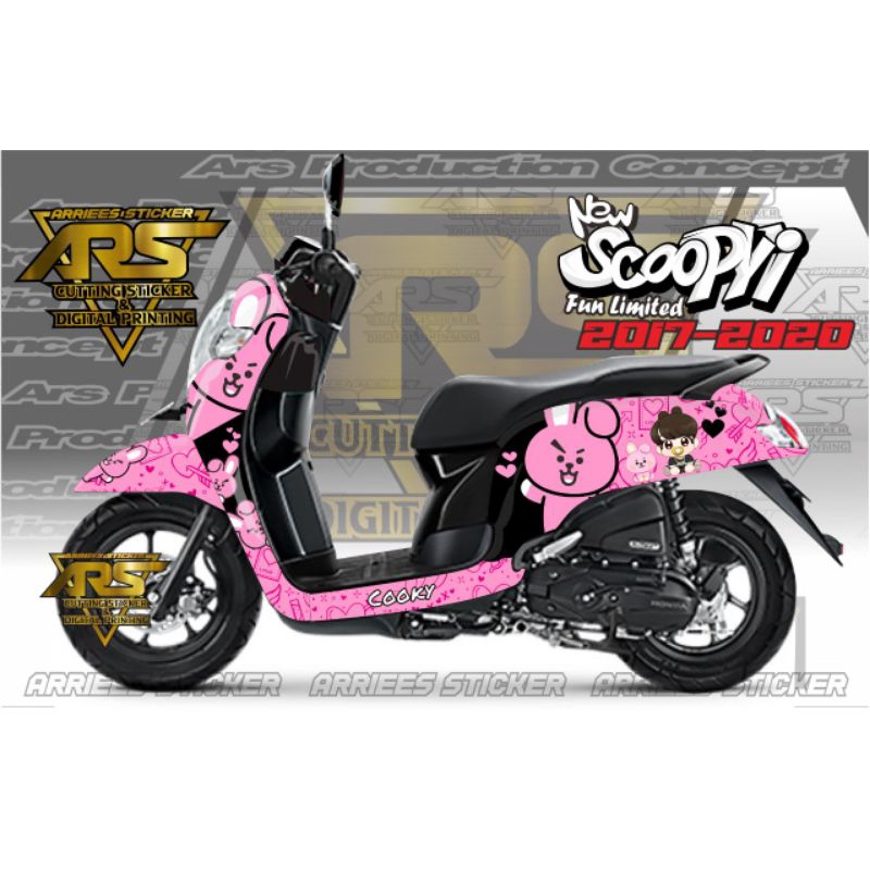 Decals Stiker Scoopy Stylish 2017 - 2020 Fullbody Sticker New Scoopy Fi Cooky Bt21 cute soft pink Fu