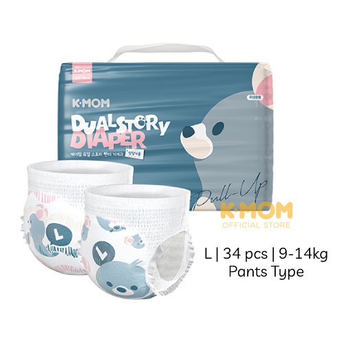 K-MOM Dual Story Pull Up (Pants) Diaper L 34pcs