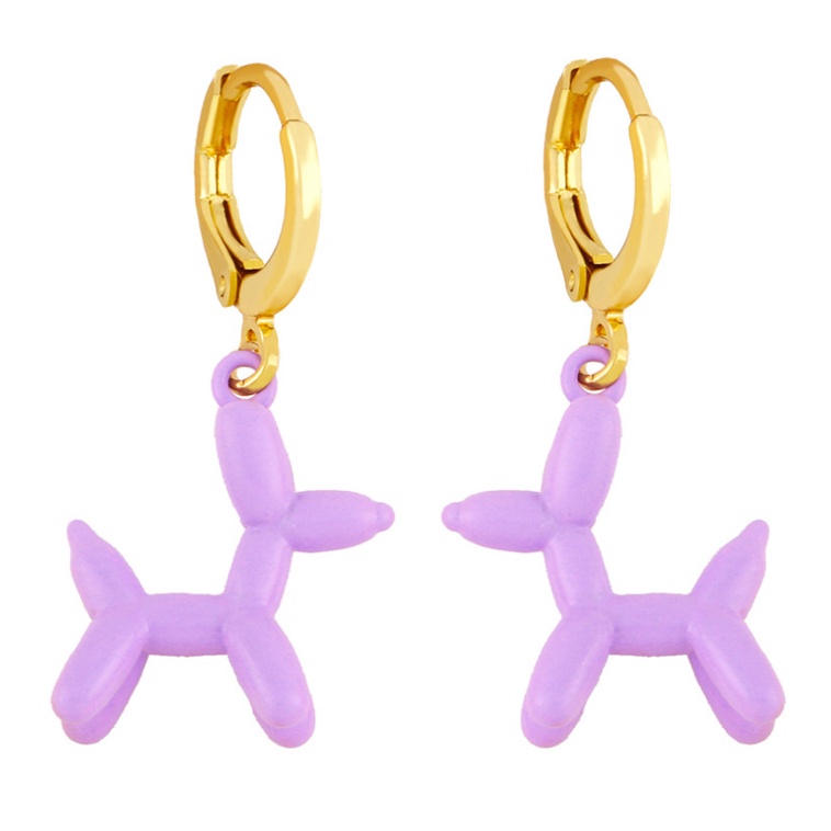 Anting Bentuk Balon Anjing Geometris Warna pink Gaya retro Eropa Amerika Untuk Perempuan