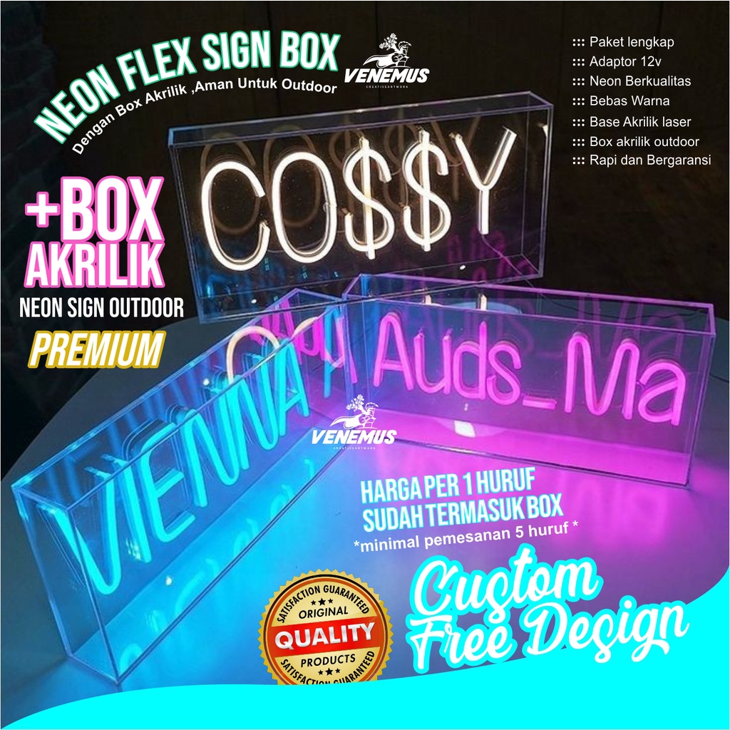 NEON FLEX + BOX AKRILIK OUTDOOR TAHAN CUACA BEBAS CUSTOM FREE DESIGN