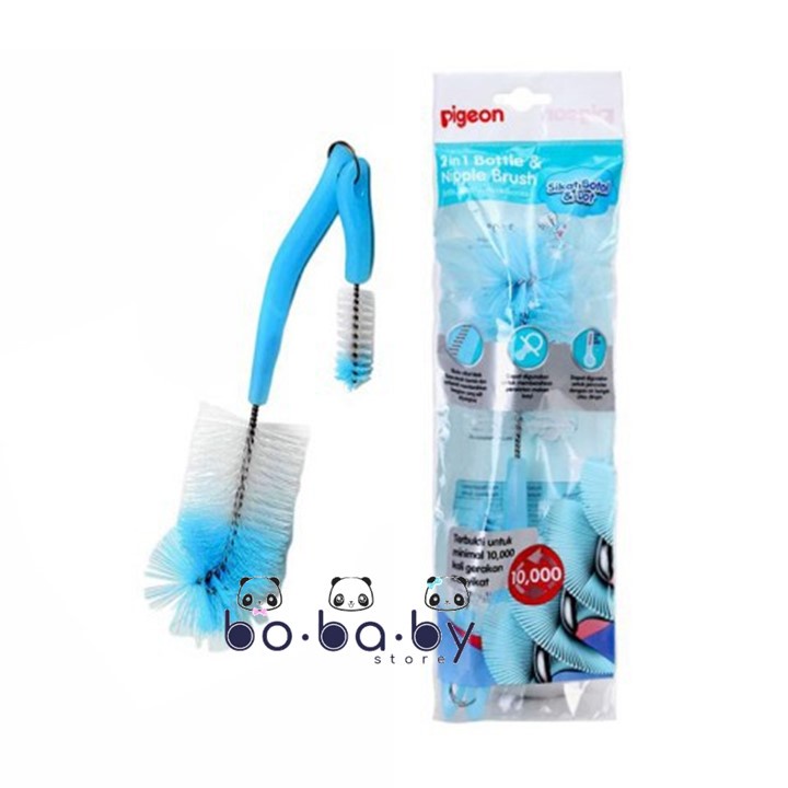 Pigeon 2in1 Bottle &amp; Nipple Brush Basic sikat botol dot bayi 2 in 1