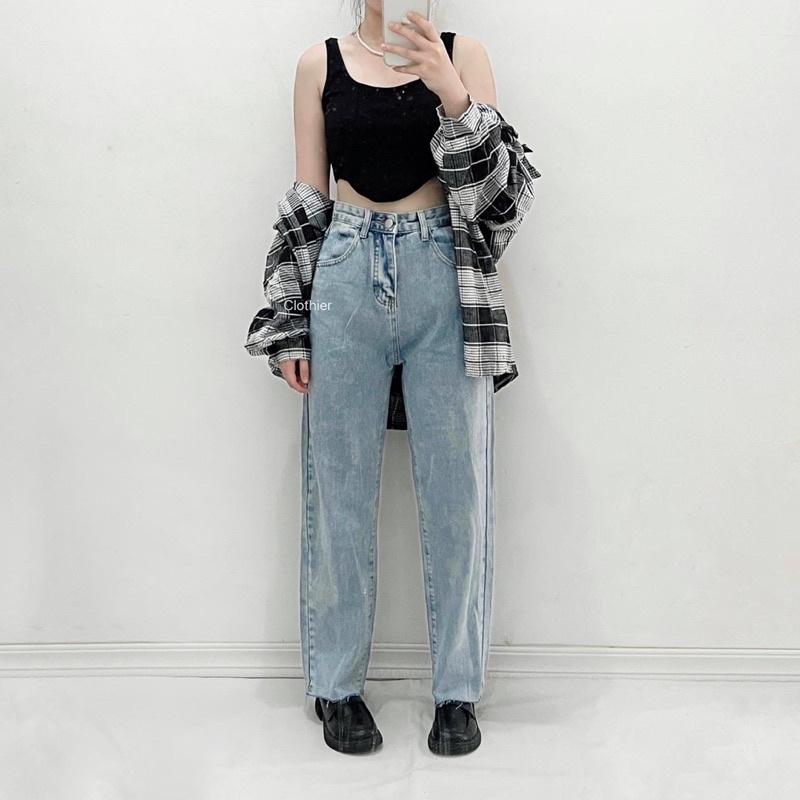 CLOTHIER - Kano Light Blue Jeans | Unisex Straight Snow Blue Denim
